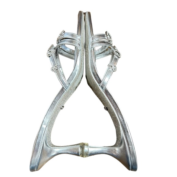 Aldo X Barbie Mule Silver Heels Rhinestone Embellished Rare Collector In Box 7.5 - Picture 13 of 16